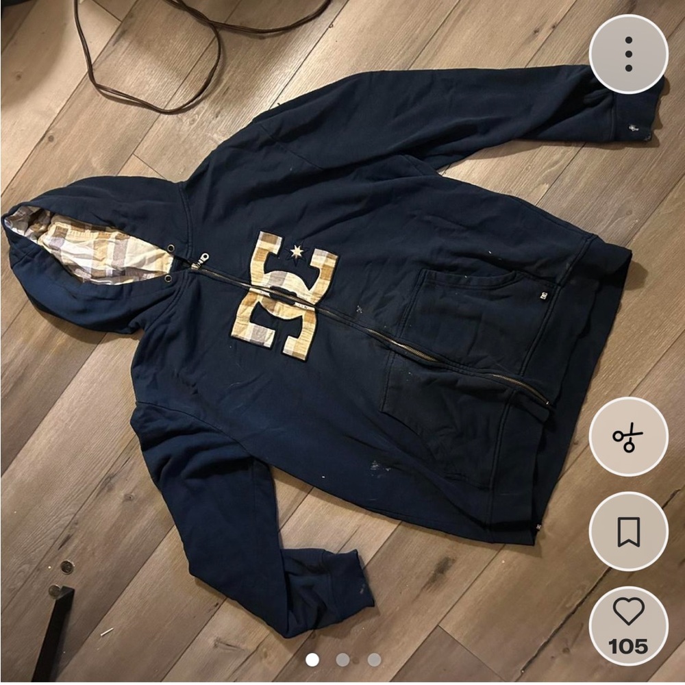 DC Dark Blue Hoodie with Beige Logo